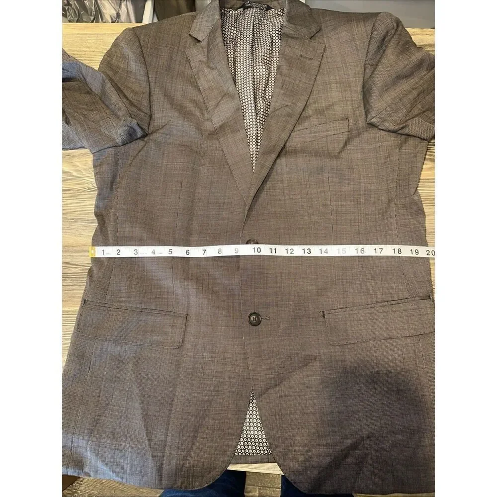 ZANETTI Men’s Gray Glen Plaid Wool Reg Fit Suit Sport Coat Blazer. Size 44R. T
